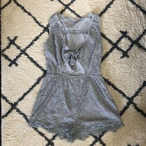Blue gray lace romper